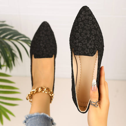 2025 New Foreign Trade Large Size Solid Color Pointed Toe Flat Soft Sole Casual Versatile Breathable Women's Shoes Trendy