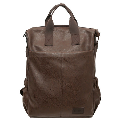 Men's New Style pu Leather Backpack Trendy Casual Travel Portable College Student Shoulder Bag College Style Computer Schoolbag
