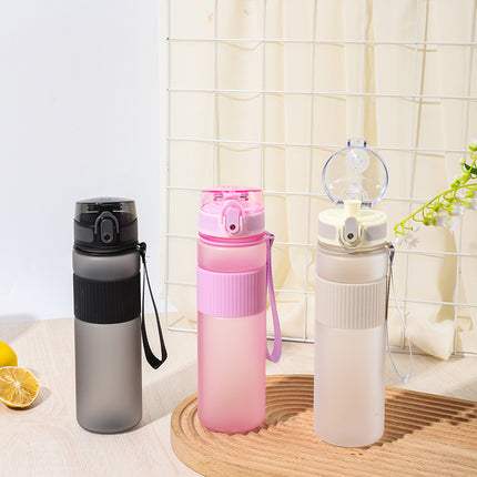 Frosted Handfeel Sports Water Cup Plastic Handheld Cup Men's and Women's Creative Portable Student Kettle with Lid High Color Value Water Cup