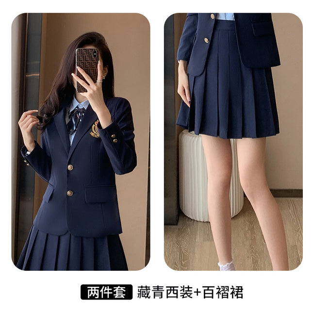 British Academy Style Suit Three-Piece Set Female Kindergarten Teacher Garden Dress jk Uniform suit Student Class Uniform Spring and Autumn