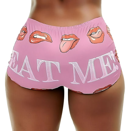 TD2772 European and American Amazon Summer New Women's Tight Stretch Casual Shorts Lip Letter Printed Hot Pants