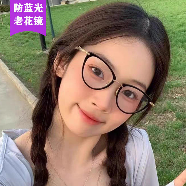 European and American retro cat's eye myopia glasses women's professional can be equipped with power lenses flat lens small frame eye frame