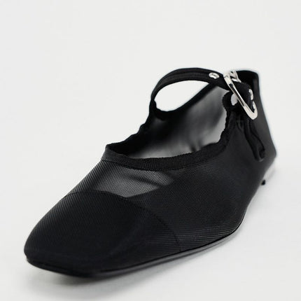 2024 Summer New Women's Shoes Black Fashion Mesh Mary Jane Shoes Flat Light Casual Ballet Shoes Trbottomy