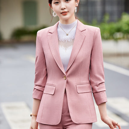 Professional Leisure Suit suit Women's 2024 Spring New Fashion Elegant Commuter Slim-fit Blue Suit Two-piece Set