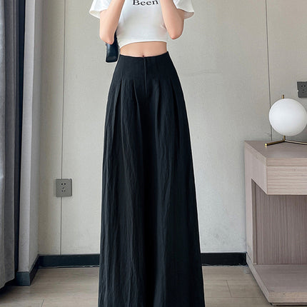 2025 Summer New Tencel Linen Wide-Leg Pants High-Waisted Cotton Linen Yamamoto Pants Thin Casual Pants for Women