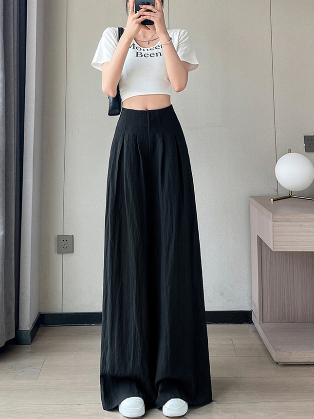 2025 Summer New Tencel Linen Wide-Leg Pants High-Waisted Cotton Linen Yamamoto Pants Thin Casual Pants for Women