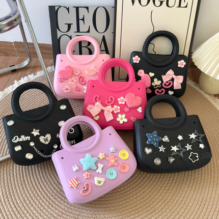 Cross-border new ladies handbag cartoon love fashion round travel storage bag eva hole bag beach bag