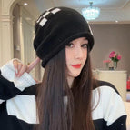 Checkerboard beanie - black / Head circumference (52cm-59cm)