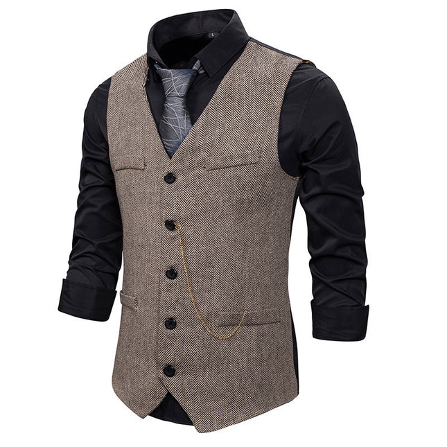 Foreign trade retro 1920S adult men's vest vest single-breasted casual vest chain suit a generation of hair