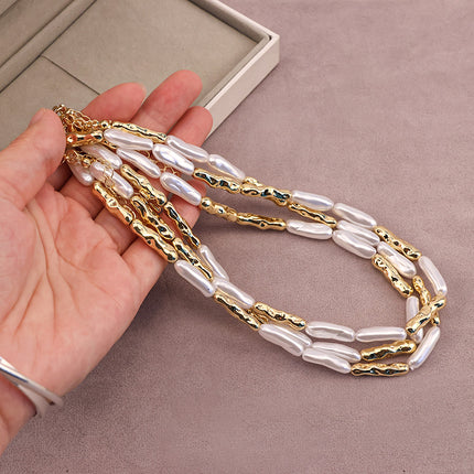Electroplated real gold color retaining baroque strength chain beads diy bracelet baroque shaped pearl necklace earrings jewelry