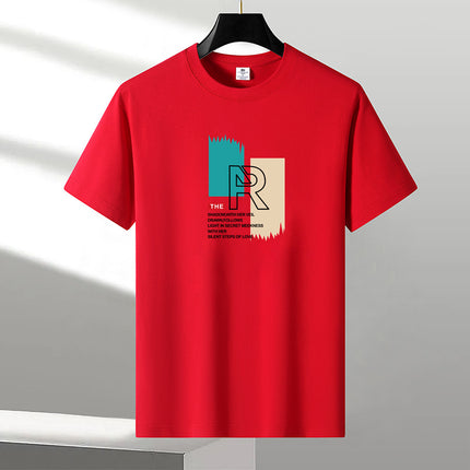 Heavy New Style Pure Short-sleeved T-shirt Men's Cotton Round Neck Cotton plus size Trendy Summer Youth Half-sleeved T-shirt Base Shirt