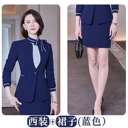Stewardess uniform professional suit women's autumn and winter fashion front desk beautician work clothes women's professional temperament suit skirt