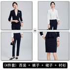 Dark blue suit + pants + skirt + shirt / S
