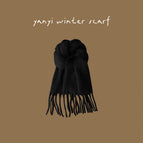 Thick solid color large scarf-black
