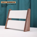 Walnut Color Triangle Double-layer White Leather Necklace Rack