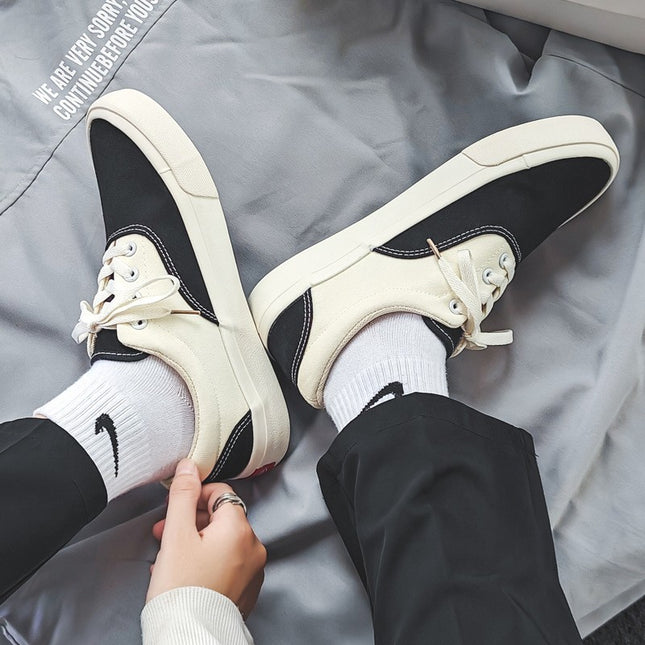 Spring and Autumn New Color-matching Casual Canvas Shoes Women's Korean Style ulzzang Couple's Skate Shoes Student Trendy Board Shoes