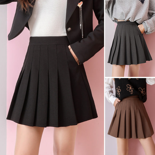 Foreign Trade Pleated Skirt for Women 2025 New Short Skirt High Waist Elastic Large Size Fat mm Slimming Look A-Line Skirt for Small People
