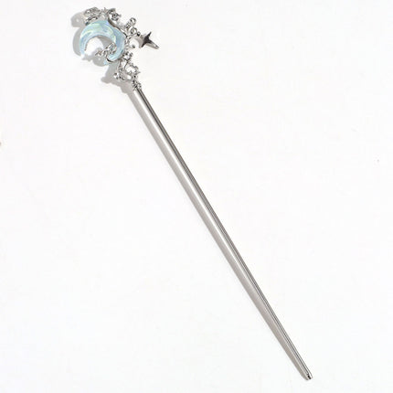New Chinese Style Elegant Crystal Magic Wand Star Moon Hairpin Creative Faucet Auspicious Cloud Lotus Hairpin Hair Accessories