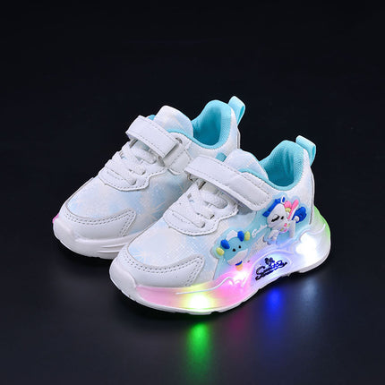 Girls 2025 New Cartoon New Casual Soft-soled Children's sneaker Velcro LED Shoes
