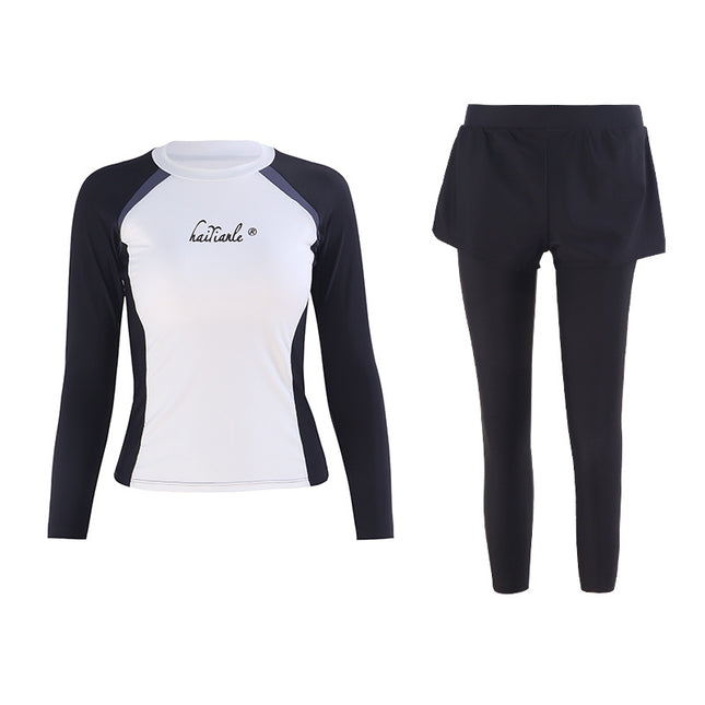 Two-Piece Swimsuit for Women 2025 New Style Swimming Sun Protection Two-Piece Conservative Long-Sleeved Long Pants Surfing and Snorkeling Jellyfish Suit