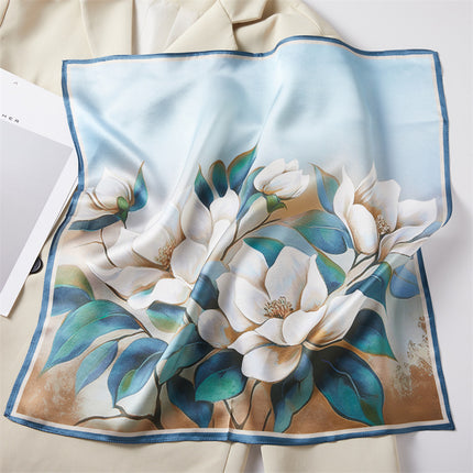 100% Silk Scarf Spring New Black Silkworm Silk 53cm Small Square Scarf Advanced Sense White Scarf