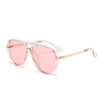 European and American Fashion Double Bridge Sunglasses Aviator Style Versatile Glasses Large Frame Retro Fluorescent Green Sunglasses for Men