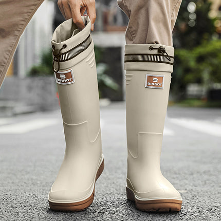 Cross-Border High-Top Rain Boots for Men, Non-Slip Waterproof Rain Boots for Work, Wear-Resistant Rubber Shoes, Kitchen Car Wash Mouth Shoes