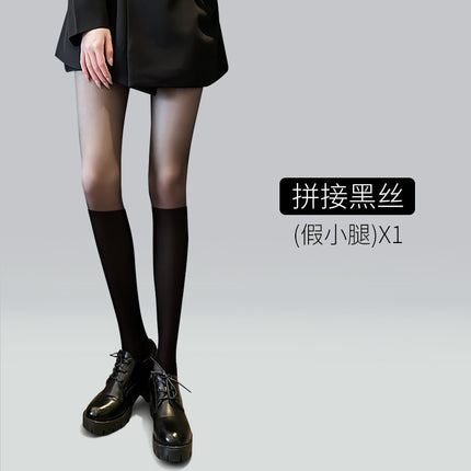 Fake thigh leggings three-stage leggings bottoming pantyhose stitching fake thigh knee socks spring and autumn light leg god