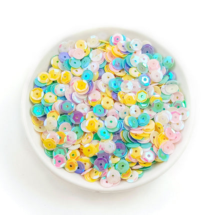 6MM round curved surface hole PVC sequins jewelry accessories concave and convex surface wholesale flat bottom hexagonal sewing clothing beads