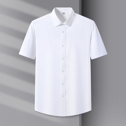 Counter Men's and Women's Summer Natural Modal Short-Sleeved White Shirt, No-Iron, Anti-Wrinkle, High-End Cool Cloud Shirt