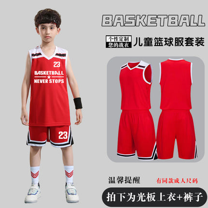 Children's Basketball Uniform Set Men's Basketball Team Uniform Jersey Basketball Training Camp School Sports Meeting Children's Basketball Team Uniform Number Printing
