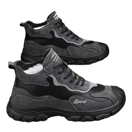 Men's Shoes Winter High-top fleece-lined Thickened Warm Cotton Shoes Waterproof Sports Casual Leather Shoes Men's Snow Boots Trendy Shoes