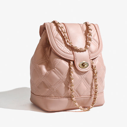 Simple Chain Rhombic Backpack Korean Style New Ins Light Luxury Chanel Style Chain Bag All-match Girl's Backpack