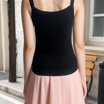 American-style White Camisole Women's Summer Outer Wear Beautiful Back Inner Base Shirt Sleeveless Slim-fit Slim-fit Black Top