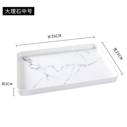 White Plastic Tray Rectangular Tea Tray Household Baking Tray Tea Cup Scandinavian Accessible Luxury Water Cup Storage Melamine