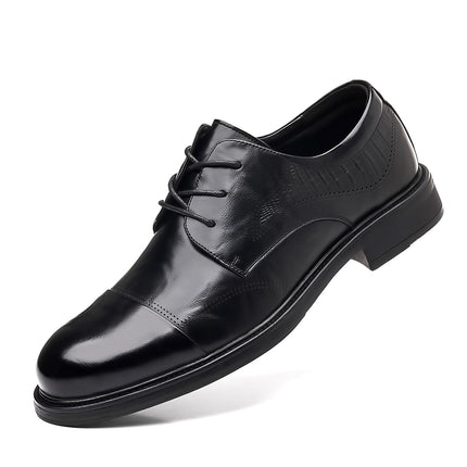 2026 Spring Breathable Casual Derby Shoes Men's Business Formal Leather Shoes Men's Genuine Leather British Style Three-Panel Men's Shoes