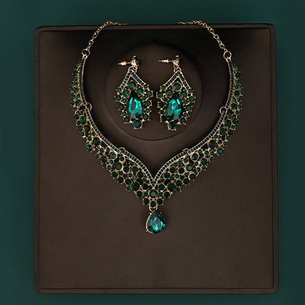 Korean Bride Necklace Earrings Two-piece Decorations Wedding Yarn Wedding Jewelry Wedding Accessories Dance Studio