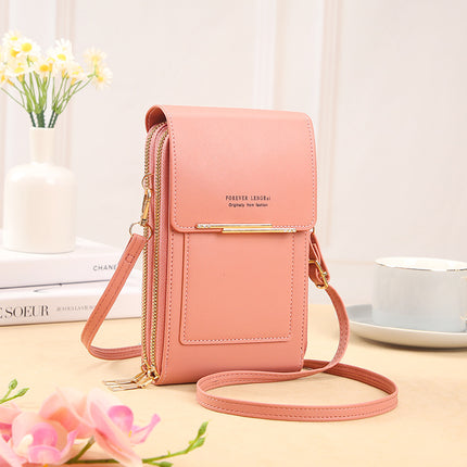 New Mobile Phone Bag Women's Korean-style Fashionable Multifunctional Crossbody Shoulder Bag Zipper Solid Color Simple Mini All-match Wallet