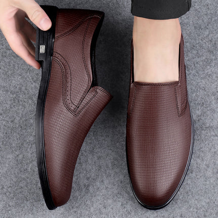 Men's Leather Shoes British Style Low-top Leather Retro Round Toe Leather Shoes Fashionable Formal Dress Fashionable Leggings Loafers