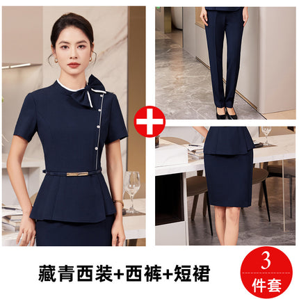 Xiao Xiang Style Summer Fashion Women's Clothing Professional suit Dress High-end Sense Reception Beauty Salon Front Desk Work Clothes