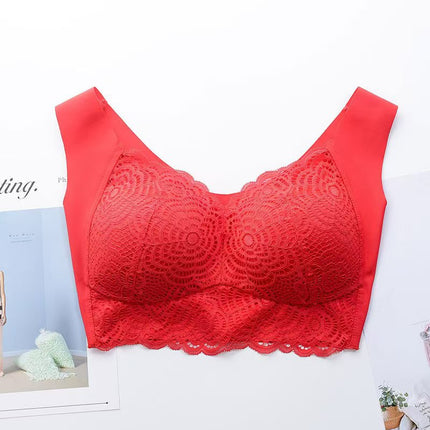 Fat M 150.00kg Ice Silk Gather Sleep Sports Yoga Bra Traceless Underwear Women's Plus Size Plus Size No Steel Ring Batch