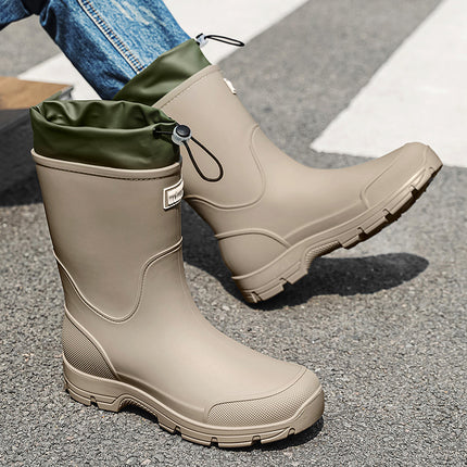 High-End Fashionable Rain Boots for Men, Mid-Tube Non-Slip Waterproof Shoes, Couple Rain Boots, Outdoor Fishing Rubber Shoes, Work Water Boots for Women