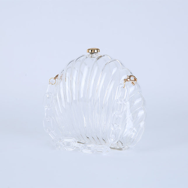 Cross-Border Acrylic Shell Bag, Transparent Evening Bag, Portable Evening Bag, Ladies Bag, Chain Cross-Body Bag