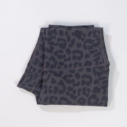 Yoga hot cross-border women's high waist belly contracting tight leopard print hip lifting fitness running sports cropped pants