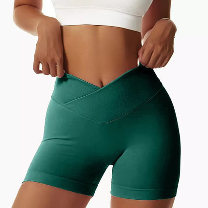 European and American Outdoor Yoga Shorts Elastic High Waist Running Fitness Tight Peach Hip Seamless Sports Shorts for Women