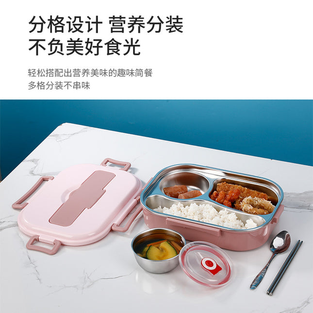 304 stainless steel student lunch box with lid office worker compartment lunch box ins style deepened heat preservation lunch box microwave oven