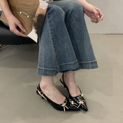 French Fairy High Heels, Toe-Cap Sandals, 2025 New Summer Shoes with Skirts and Flowers, New Chinese Style Pointed-Toe Shoes for Women