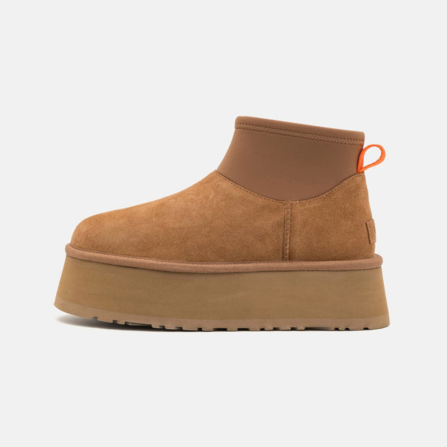 Celebrity Style 2025 Winter New Thick-Soled Height-Increasing Dipp Boots Mini Short Leather and Fur Integrated Snow Boots for Women