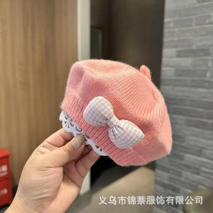 Spring and Autumn Korean Style Baby Boy and Girl Candy Color All-match Knitted Beret Children's Western Style Casual Wool Hat Paintler Hat