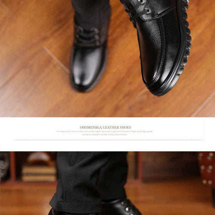 Winter cotton shoes men's leather fleece-lined thick warm high-top non-slip soft bottom middle-aged and elderly cotton shoes dad shoes